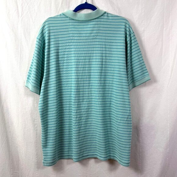 Tommy Bahama Polo Shirt Mens Sz XXL Emfielder Bay Stripe Lagoon Water Logo Golf - Picture 5 of 7